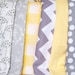 9 feet Banners, Bunting, 21 Pennant Flags, Vintage Yellow Gingham and Grey Polka Dot, Chevron and Floral, Baby Nursery Decor, Wedding Decor