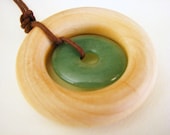 Stone in Wood - Wooden Teething and Nursing Necklace with 30mm Aventurine Pendant