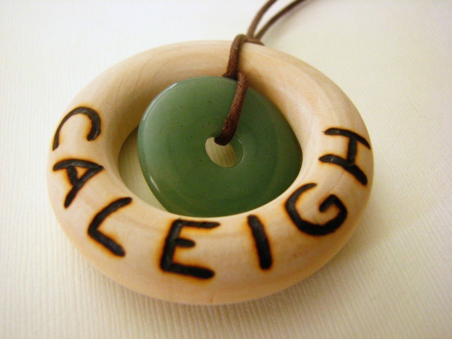 Personalized Stone in Wood - Wooden Teething and Nursing Necklace with 30mm Pendant