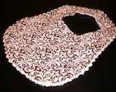 Little Lady Pink and Brown Damask Terry Cloth Bib