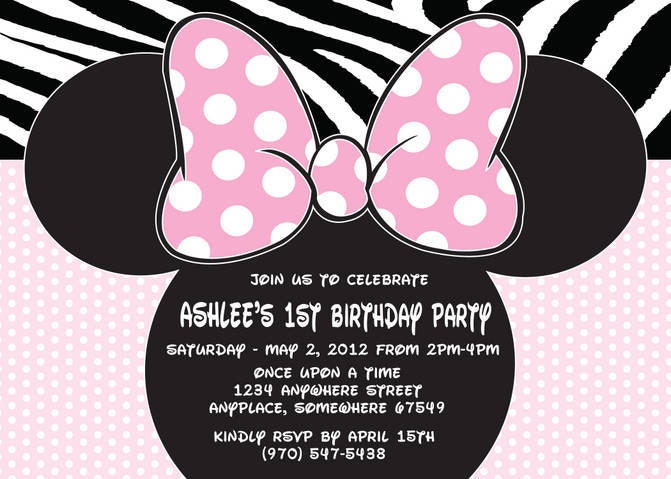 Printed Invitations With Envelopes- Pink Minnie mouse Polka Dot- 15 Il_170x135
