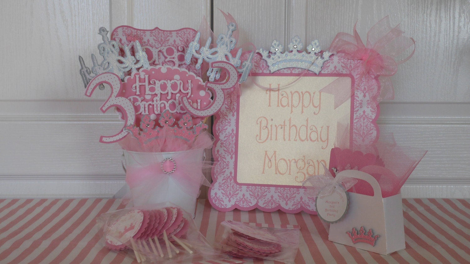 Princess Birthday-Happy Birthday Princess banner with Name and age