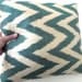 Pillows Decorative Handwoven IKAT SILK Pillow Cover 16 x 16" Square Throw Pillowcase Chevron Zig Zag Green Creme