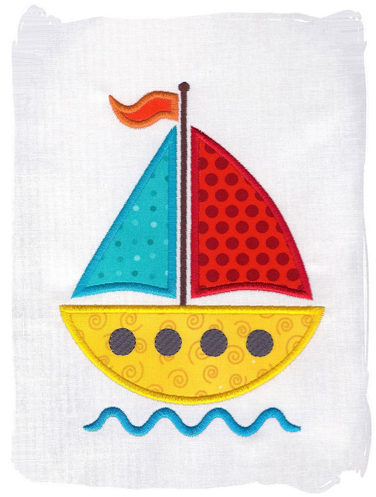 Sailboat Machine Embroidery Applique by pinkfrogcreations ...