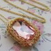 Swarovsky Necklace,  Crochet Gold filled Swarovsky Pendant , Light Pink
