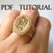 PDF Tutorial, Crochet Pattern, Crochet Ring, Oval Swarovsky Ring, Tutorial