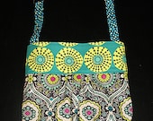 Medium Corrie Cross Body Bag - Amy Butler Lark Laminated Cotton