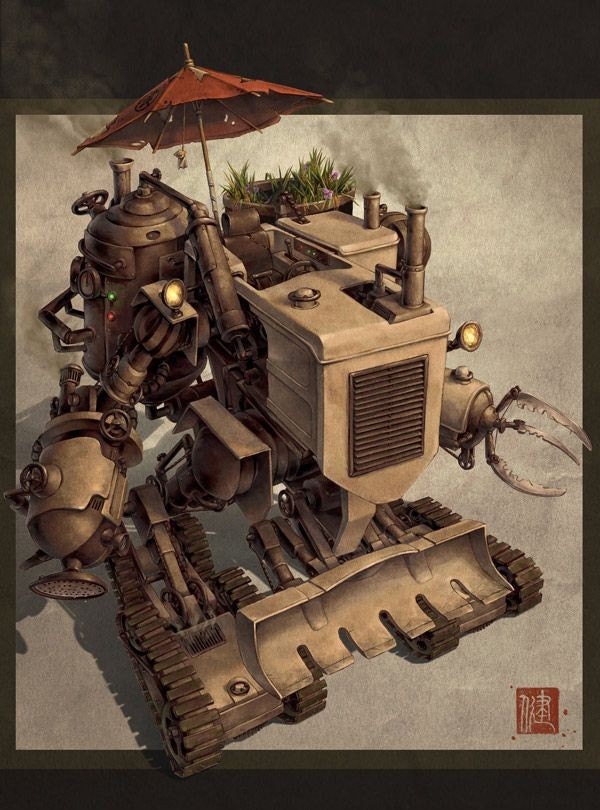 Harvester Chinese Steampunk Print by James Ng
