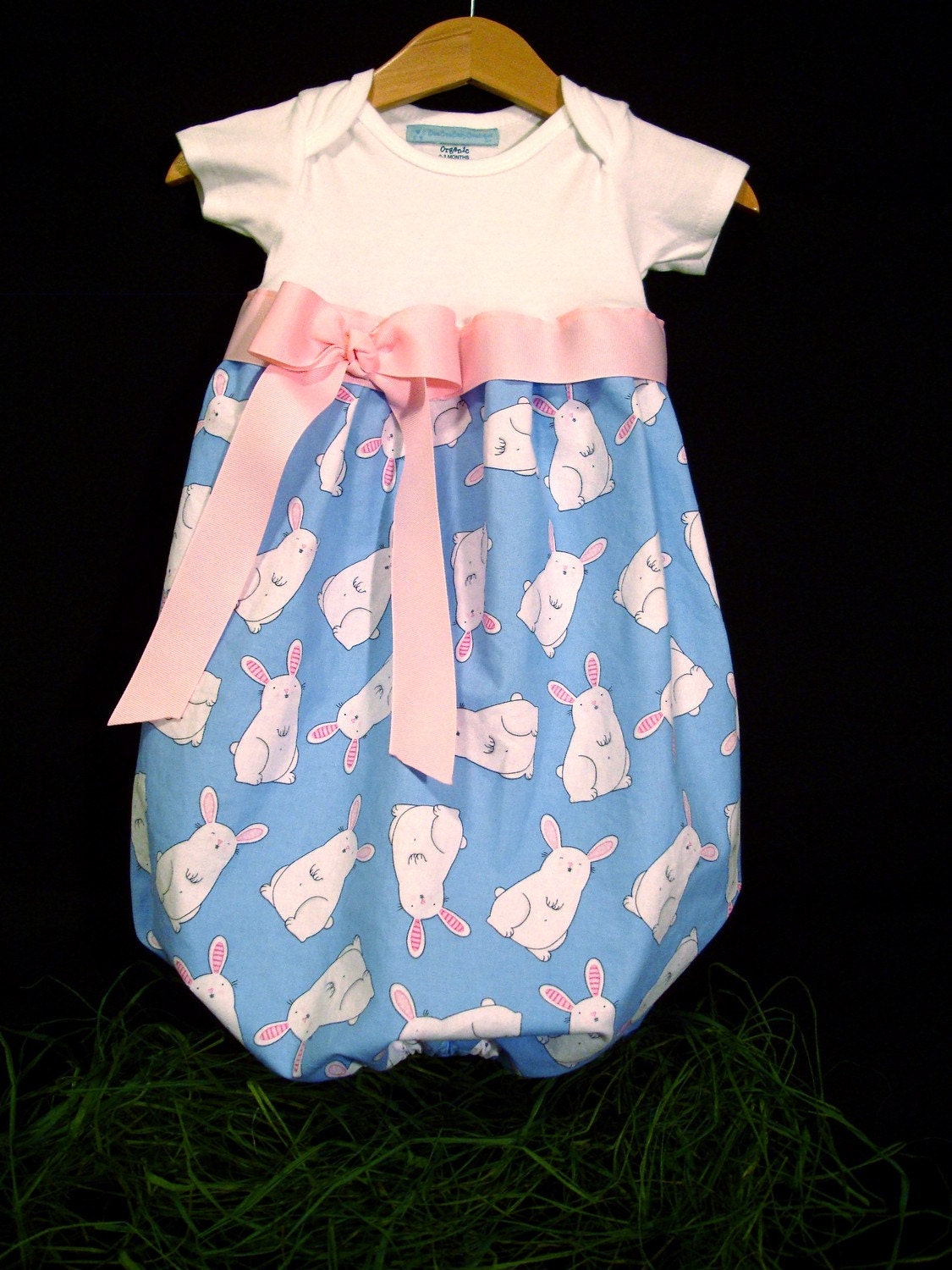 Baby Bunny Daygown with bow 0-3 months -  Ready to Ship