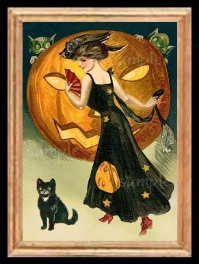 A Victorian Halloween Miniature Dollhouse Art Picture 1562