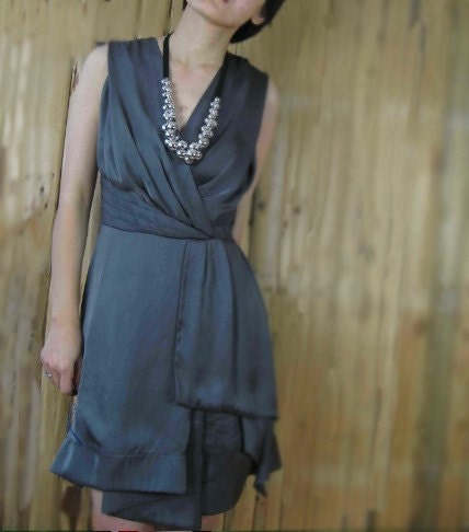 silk dress in gray