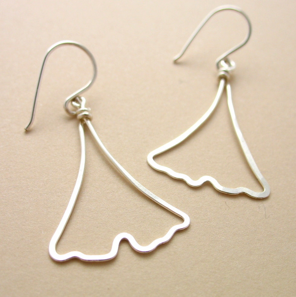 Ginkgo Leaf Sterling Silver Earrings