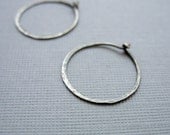 Small Textured Circles Hammered Oxidized Sterling Silver Hoops