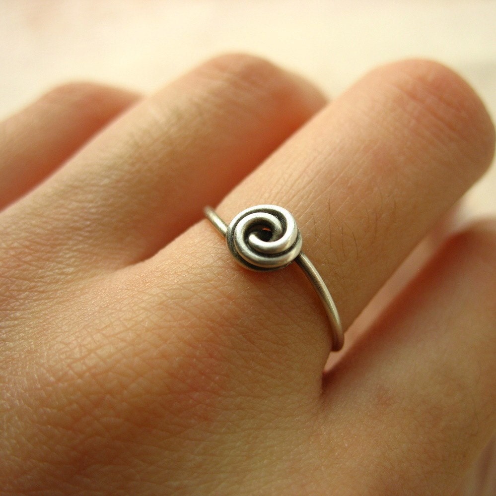 Thin Stacking Rose Oxidized Sterling Silver Wire Ring