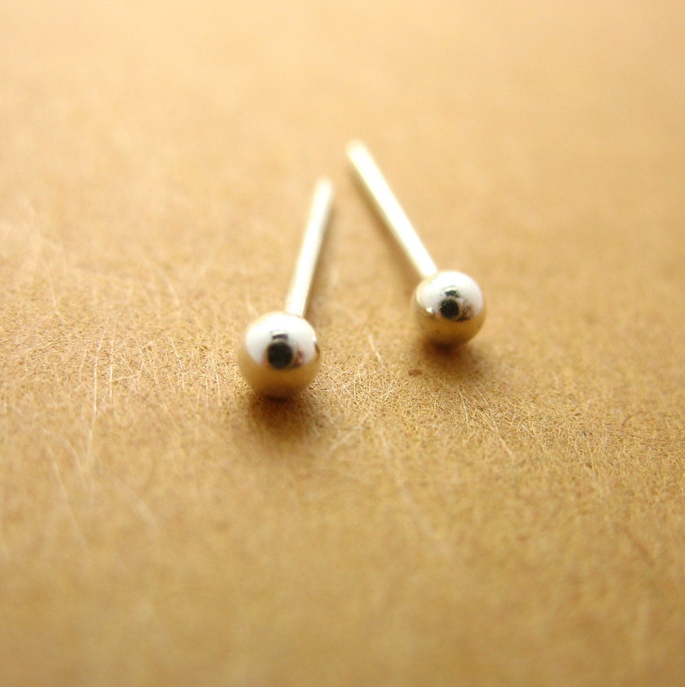 Tiny Ball Studs Sterling Silver Post Earrings