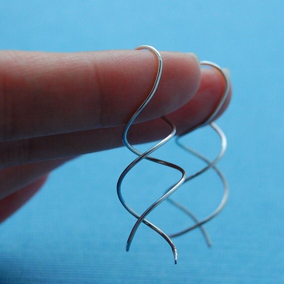 Double Helix DNA Sterling Silver Earrings by winsomecreations