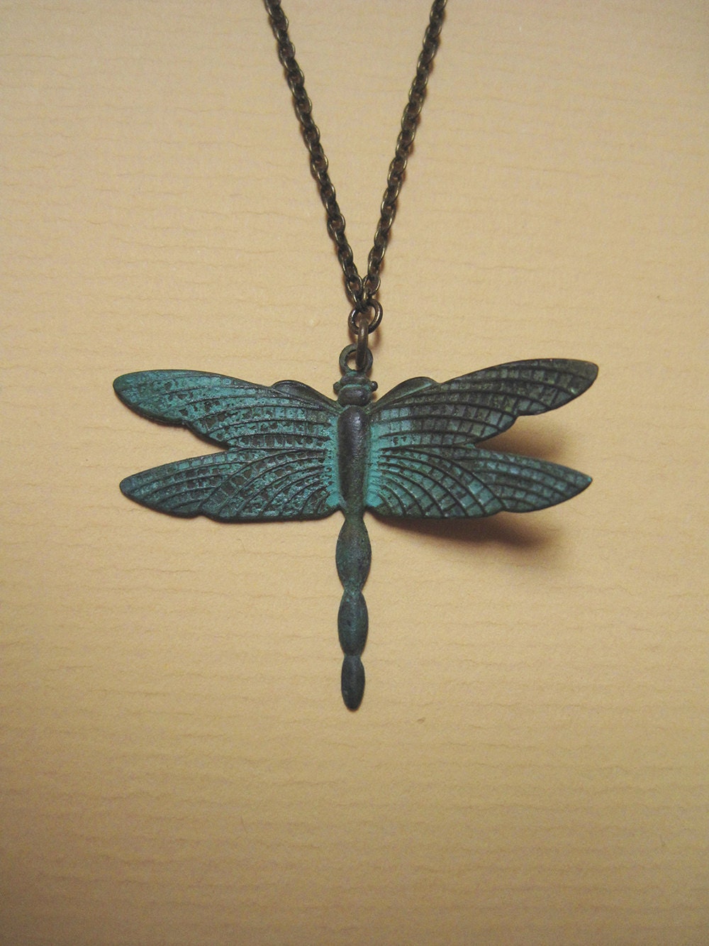 SALE 30% OFF verdigris dragonfly necklace