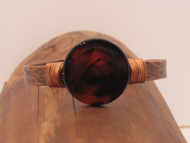 Copper Cuff with Brown Stone