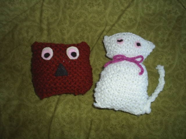 Knitted Owl and Pussy Cat Set