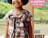 Lovely ribbon blouse vs. dress (12 months upto age 6)PDF patterns - Square box pleated neck, elastic sleeve, in wide shape