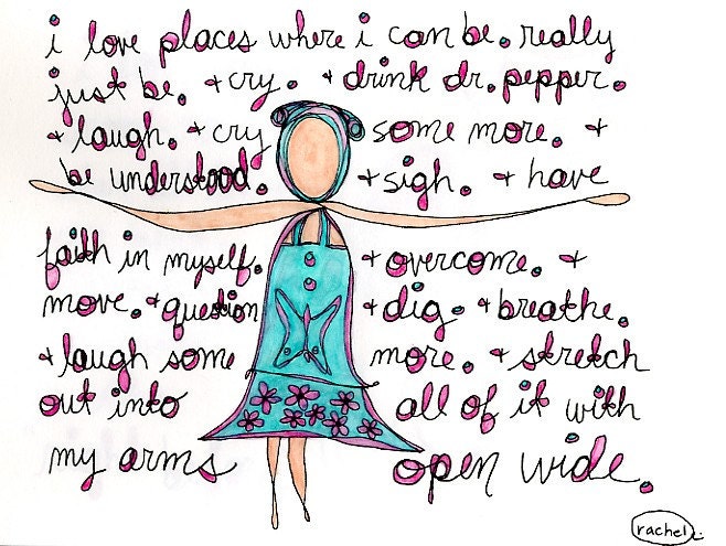 arms open wide. colorful print. by rachel awes.