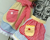 Mothers Day Matching Apron Set Mother Daughter Half Aprons in Gingham