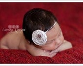 Lovely- single sparkle damask rosette headband
