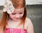 Boho Dreamer- linen ruffle and feather headband