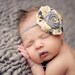 Reese- grey and yellow Delia style flower and rosette headband