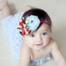 Caroline - fabric floral fabric ruffle with blue chiffon flower