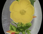 Yellow Flower Decoupage Under Glass Plate