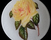 Yellow Rose Decoupage Under Glass Plate