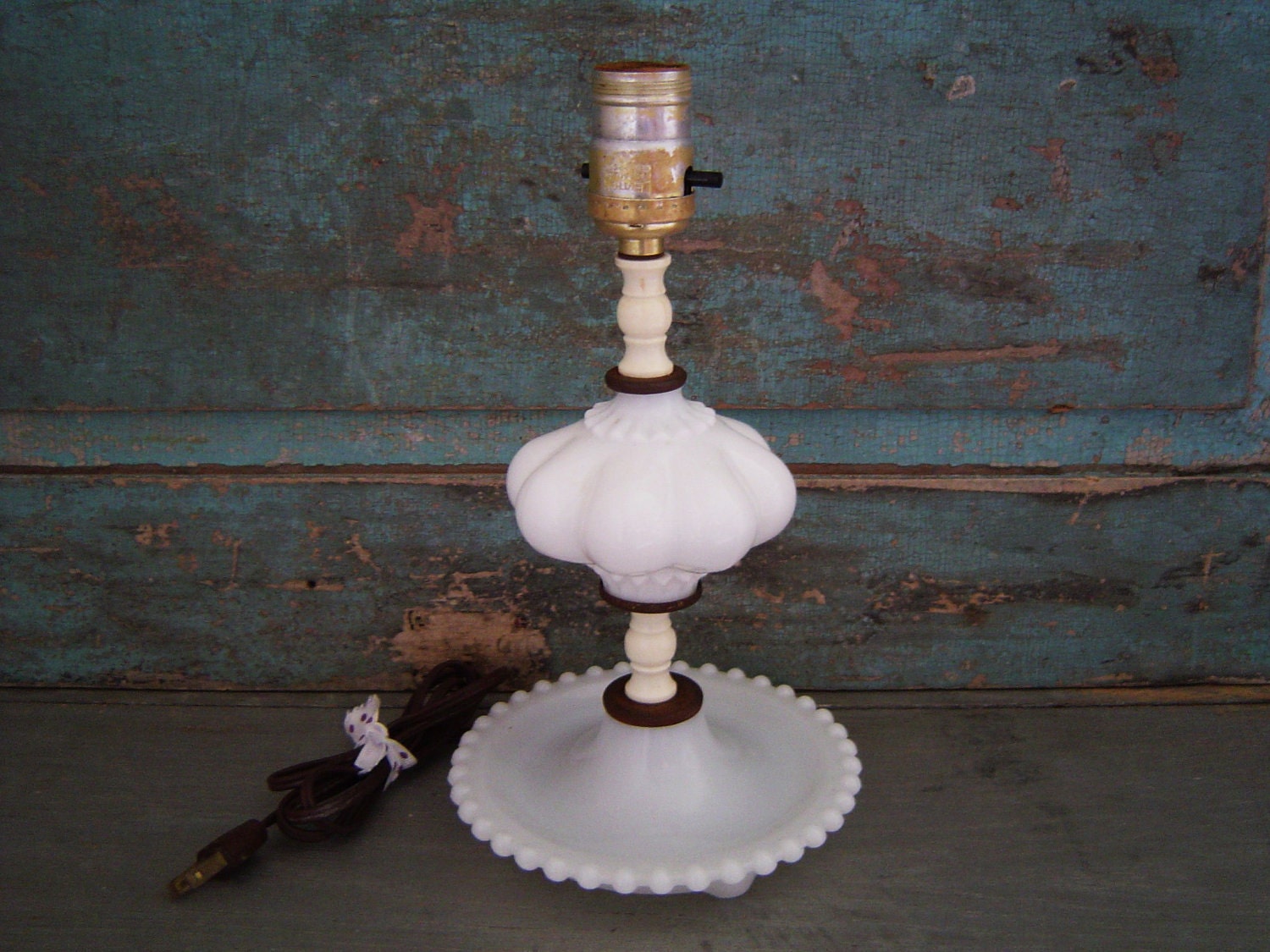 Hobnail Milk Glass Lamp Vintage