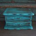 Jewelry Box Turquoise Distressed Wooden