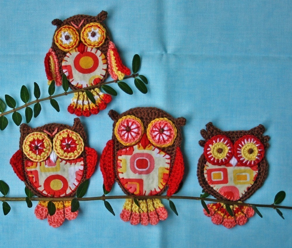 Applique Owl x4 - Vol.1-2 - Crochet Pattern