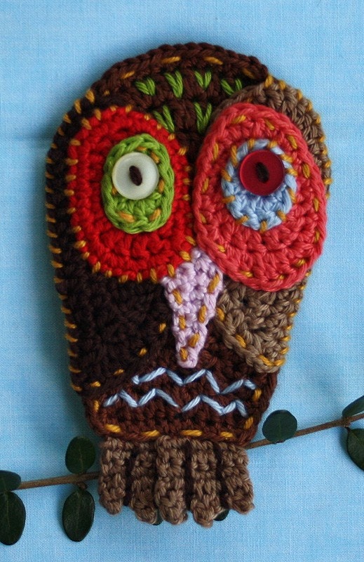Crazy Owl - Crochet Pattern (Applique)