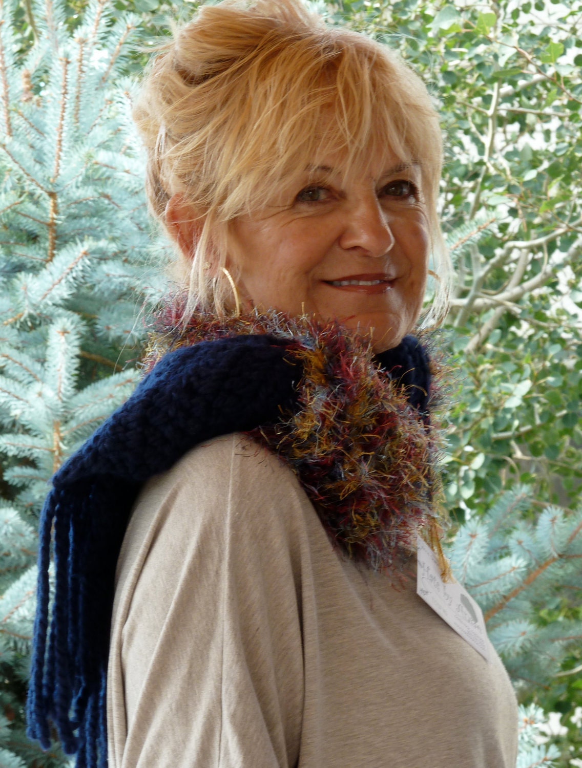 Scarf Blue Winter Woman Crochet Navy Blue