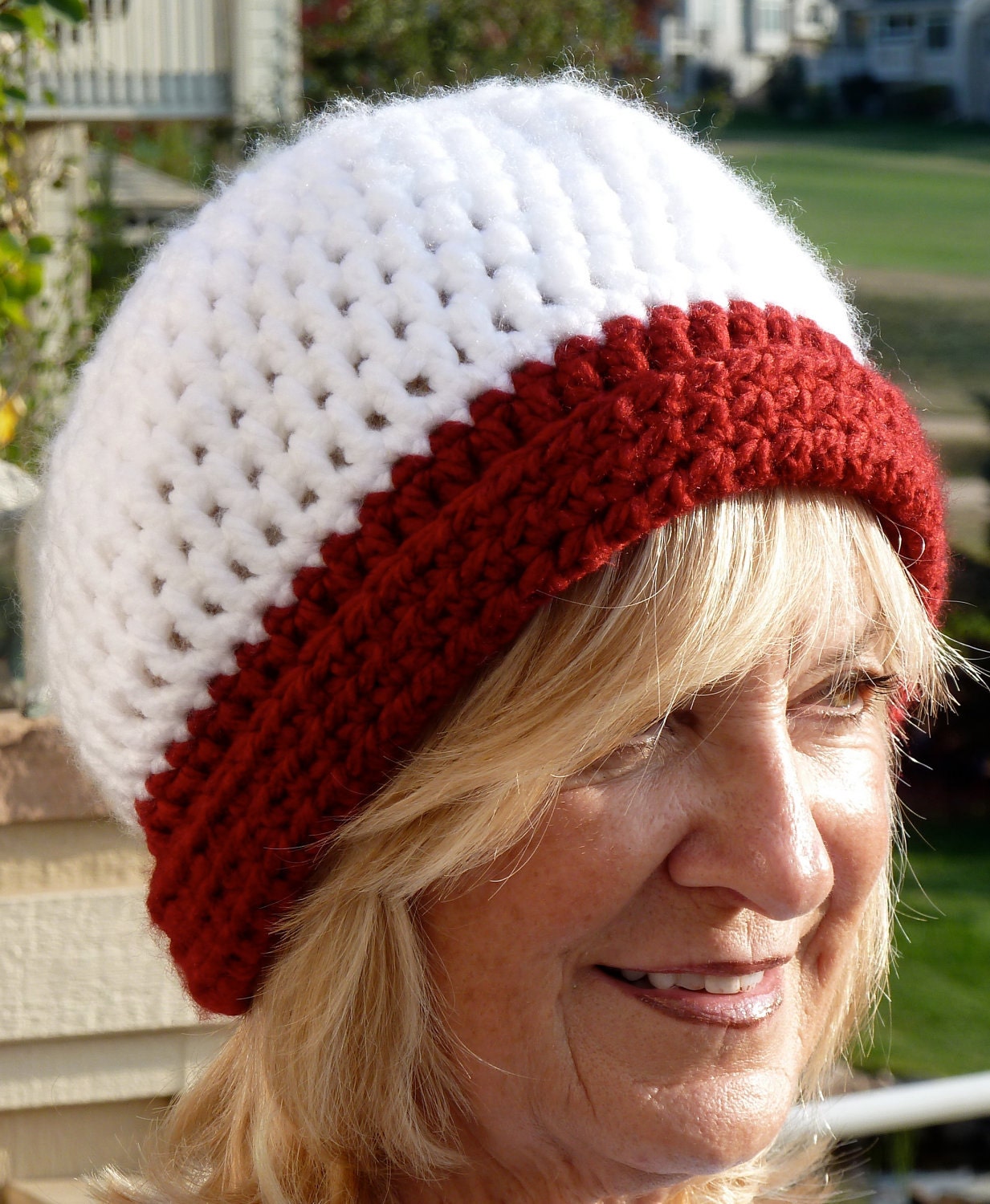 Red White Hat Crochet Team Winter