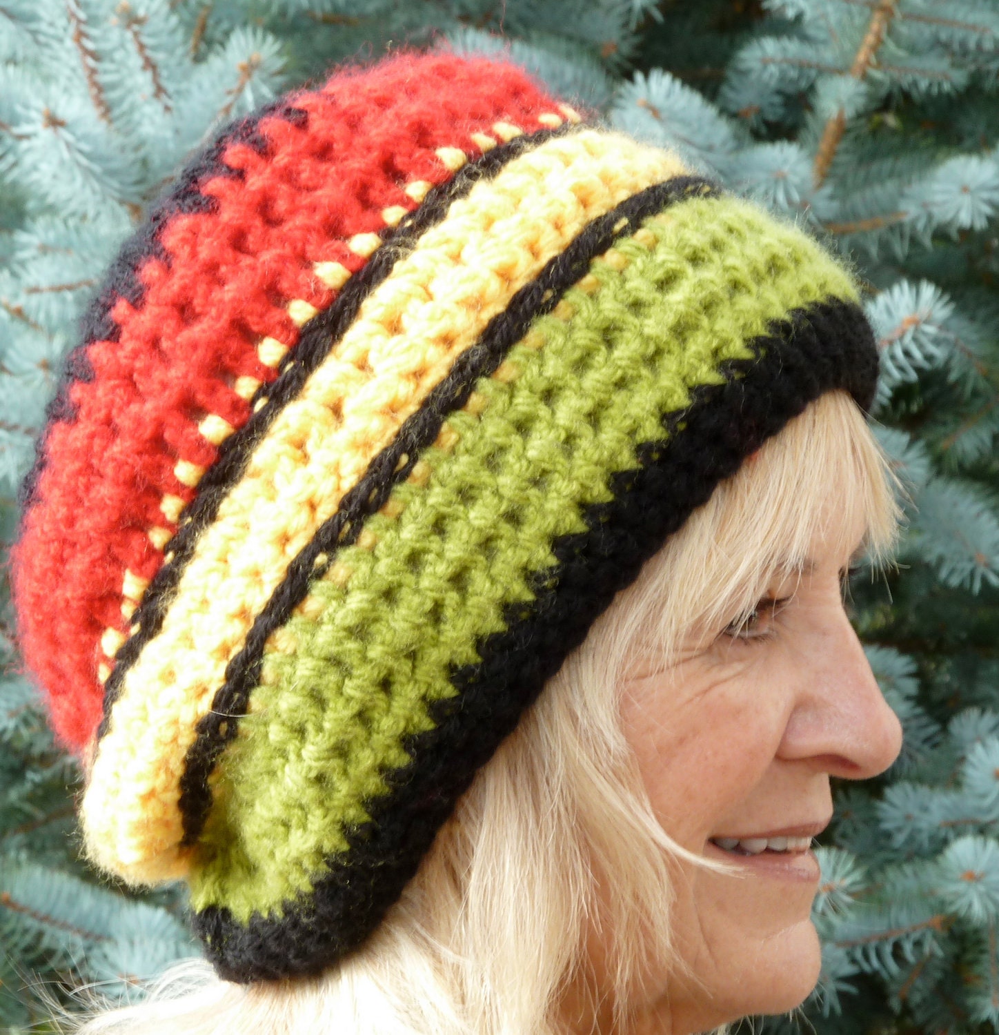 Hat Rasta Red Green Black Winter Woman