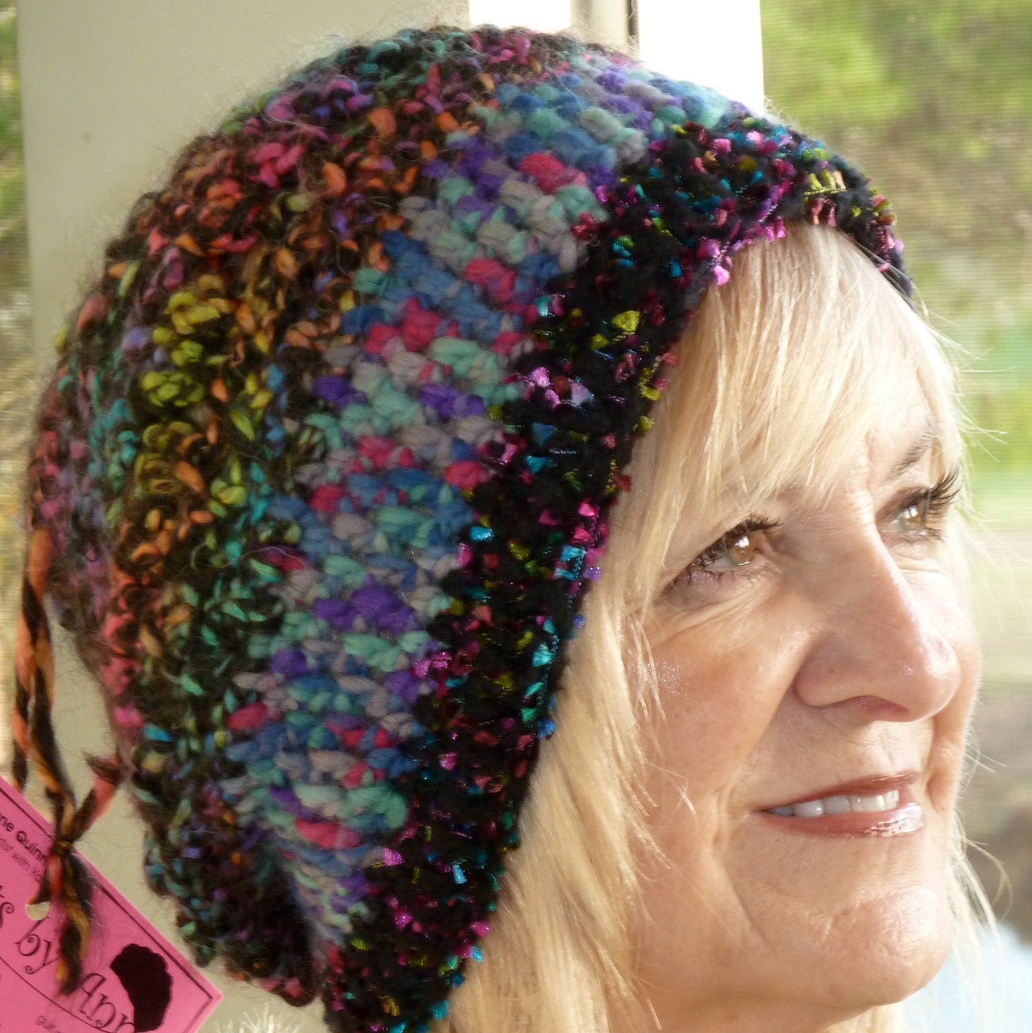 Black Crochet Hat Winter Woman Original