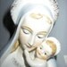 Vintage Porcelain Light Blue Mary and Jesus Planter Madonna and Child Head Vase Numbered