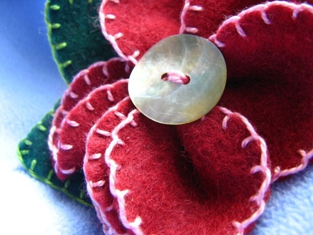 Crimson Flower Pin or Hair Clip