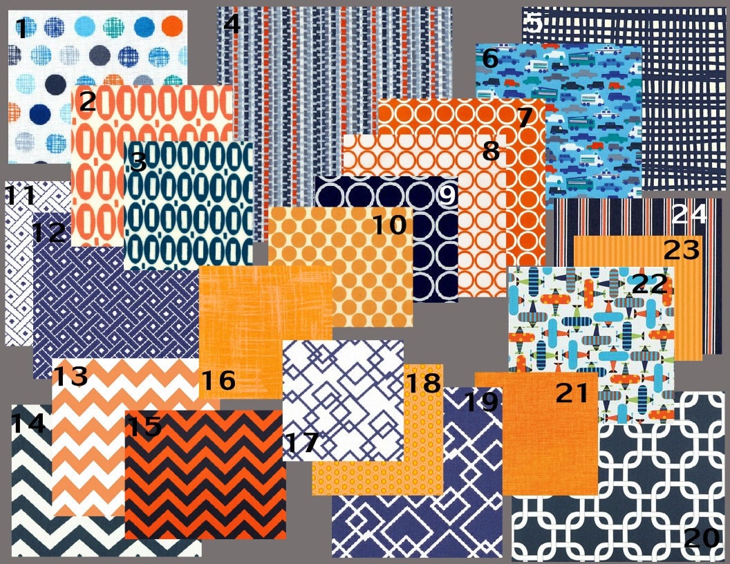 Modern Navy and Orange (Modern Baby Bedding Crib Set)