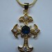 Victorian Style Blue Rhinestone Cross Necklace - Great for Civil War or Regency Reenactors