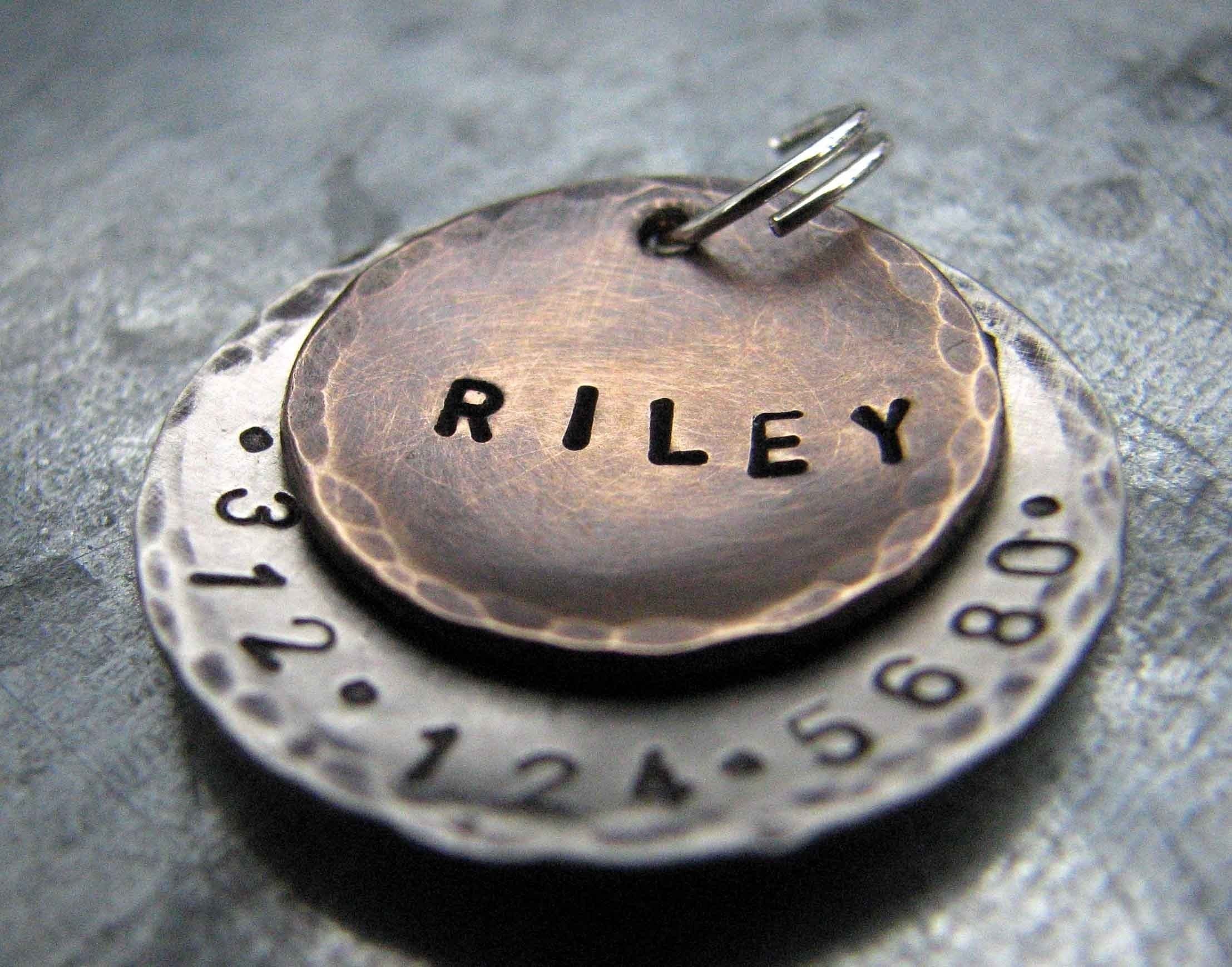 Custom Pet ID Tag / Dog Tag, Riley, in Mixed Metal - Bronze and Aluminum