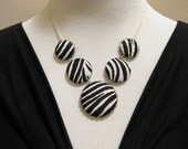 Zebra Stripe Button Necklace