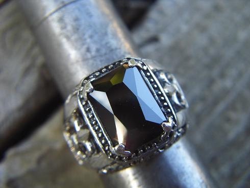 Medieval ring with a black cz stone