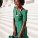 Green stripe and tulle formal dress SIZE 6