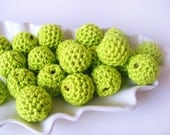All Natural Organic Lime Crocheted Beads 12 Pieces