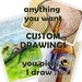 ANY Custom ORIGINAL vintage paper drawing from your picture or idea customizable for wedding -- birthday -- engagement --- gift
